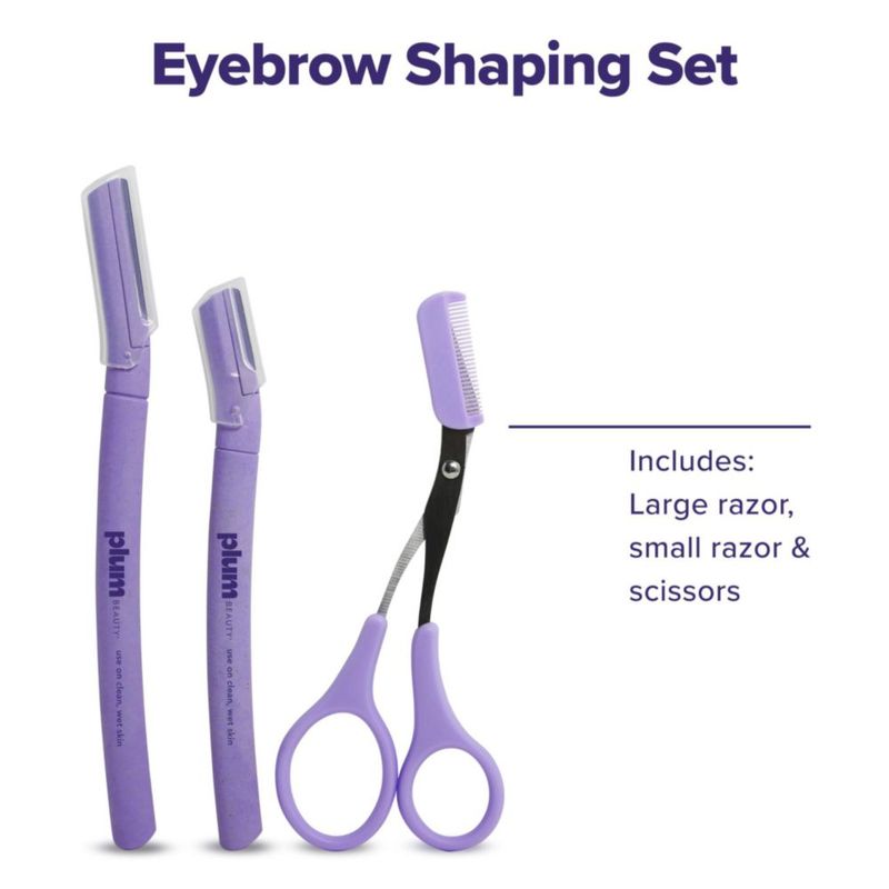 Set de Modelado de Cejas Plum Beauty – 2 Rasuradoras y Tijera