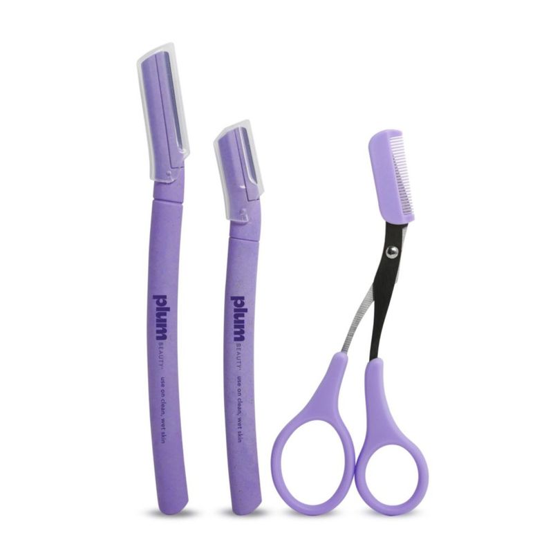 Set de Modelado de Cejas Plum Beauty – 2 Rasuradoras y Tijera