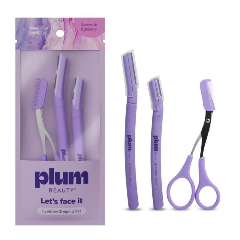 Set de Modelado de Cejas Plum Beauty – 2 Rasuradoras y Tijera