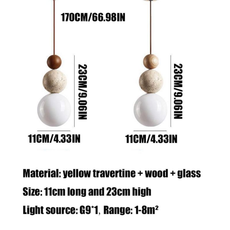 Lámpara colgante MODEBHD de 11 cm vidrio y piedra 110‑240 V