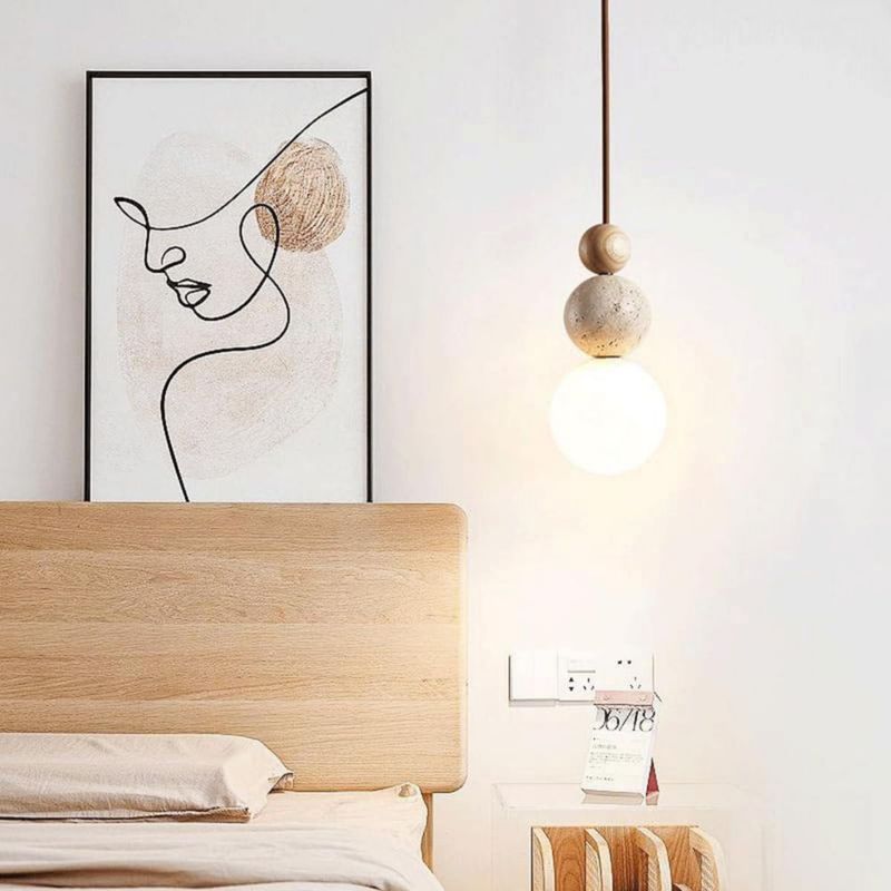 Lámpara colgante MODEBHD de 11 cm vidrio y piedra 110‑240 V