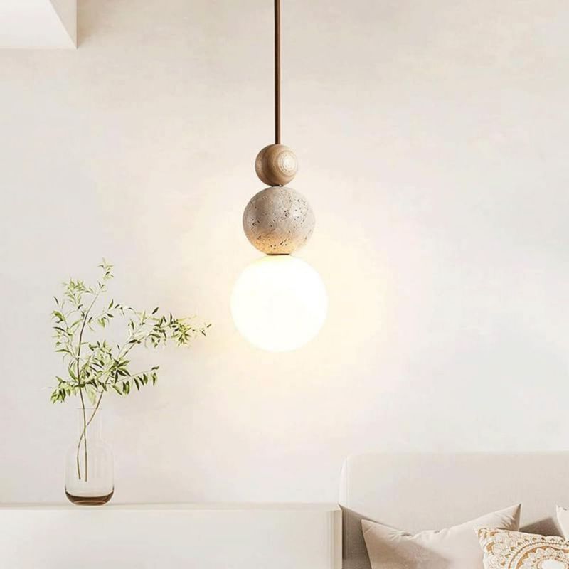 Lámpara colgante MODEBHD de 11 cm vidrio y piedra 110‑240 V