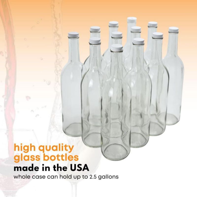 Botellas de Vino FastRack 750 ml Vidrio Transparente Tapa Blanca Paquete de 12