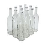 Botellas de Vino FastRack 750 ml Vidrio Transparente Tapa Blanca Paquete de 12