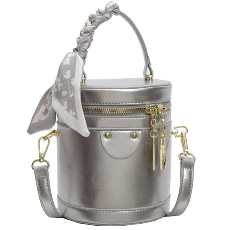 Bolso SYHTBYOH de 14 cm en Cuero Vegano Plateado