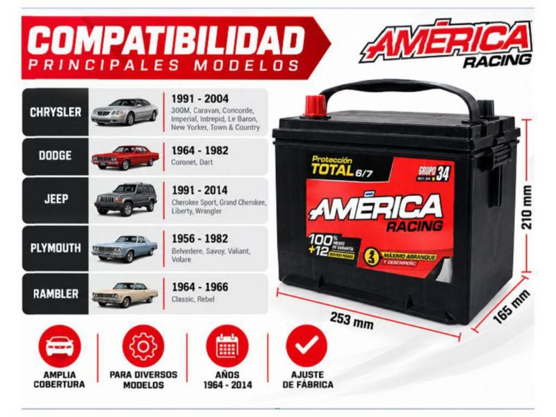 Batería Automotriz América Modelo AM-34-600 12V 600 Amperes