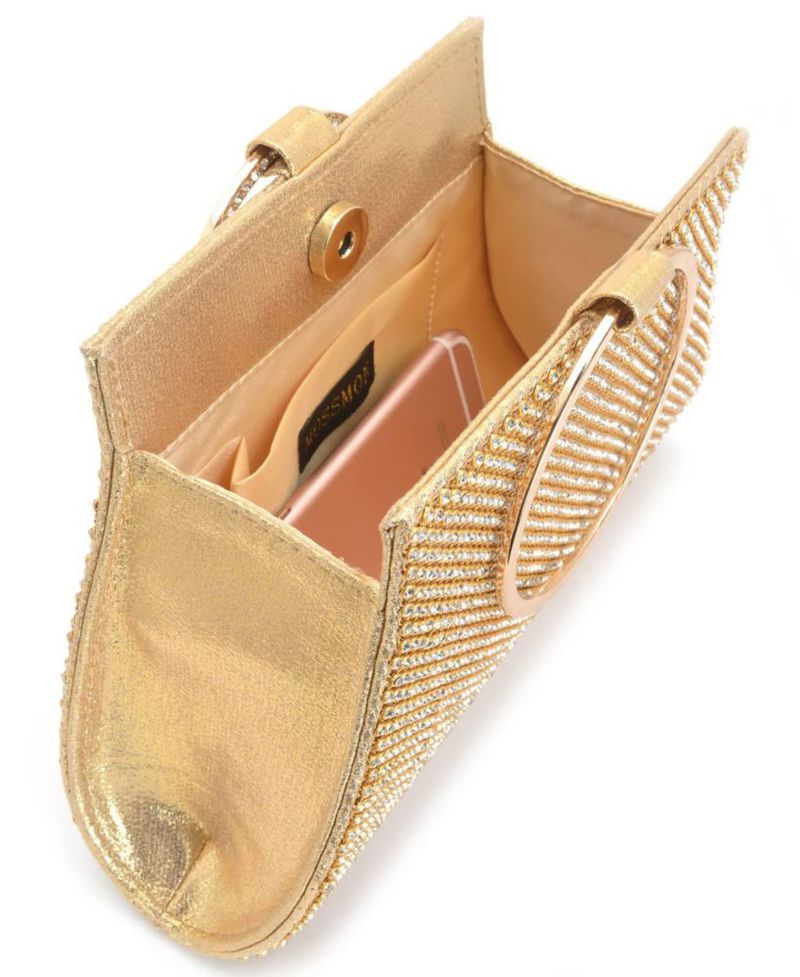 Bolso de mano MOSSMON 23 cm Clutch de cristal dorado para noche