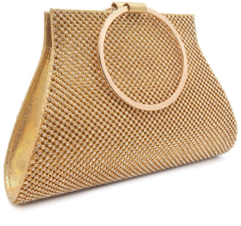 Bolso de mano MOSSMON 23 cm Clutch de cristal dorado para noche