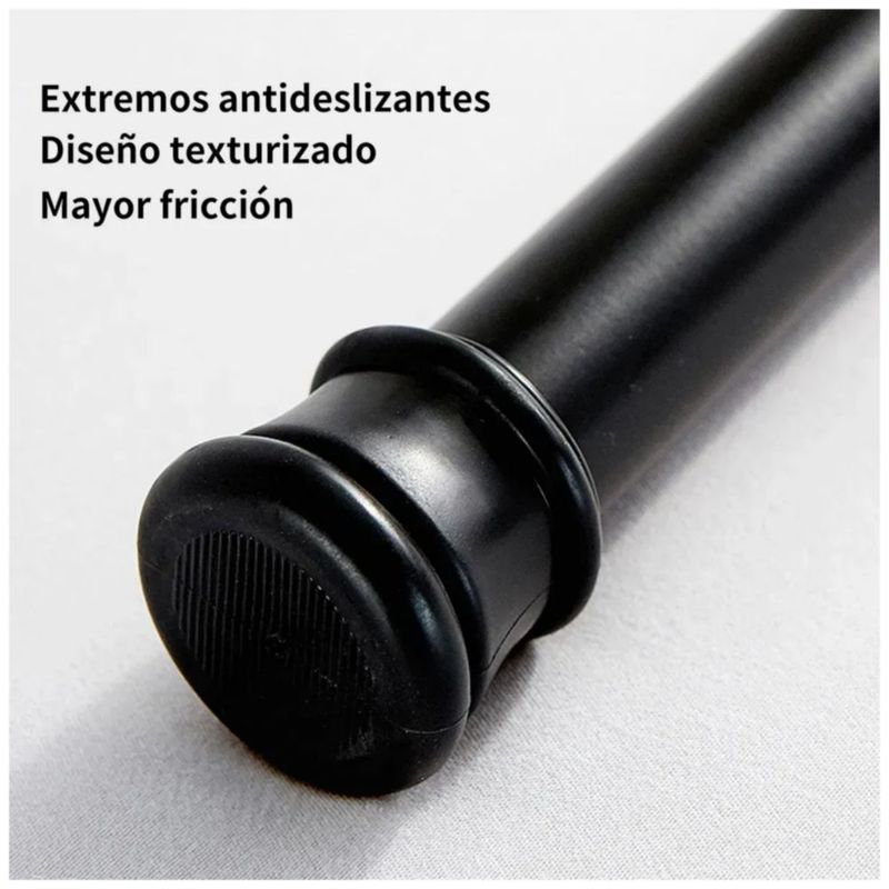 Barra de Cortina Extensible de Acero Inoxidable para Baño, Negro, 90cm a 1.6m