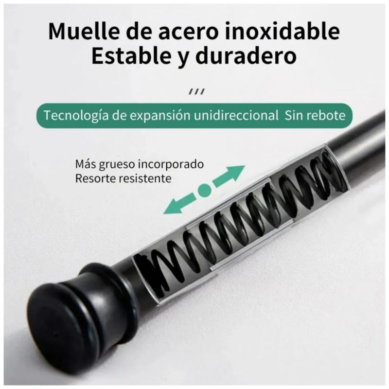 Barra de Cortina Extensible de Acero Inoxidable para Baño, Negro, 90cm a 1.6m