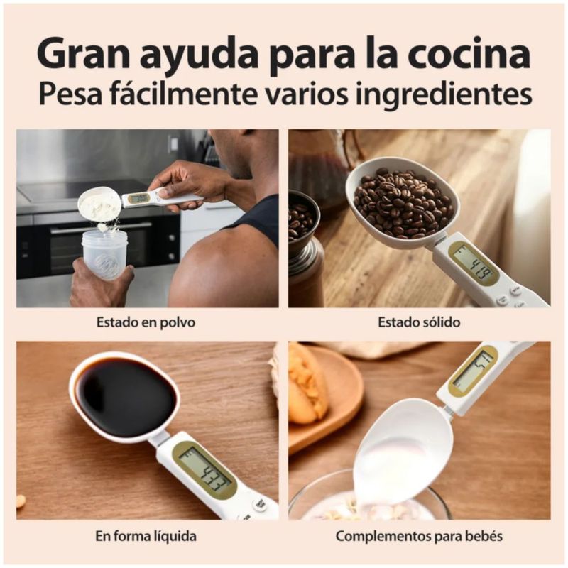 Balanza Cuchara Digital Medidora Precisión 0.1 A 500g, Color Blanco