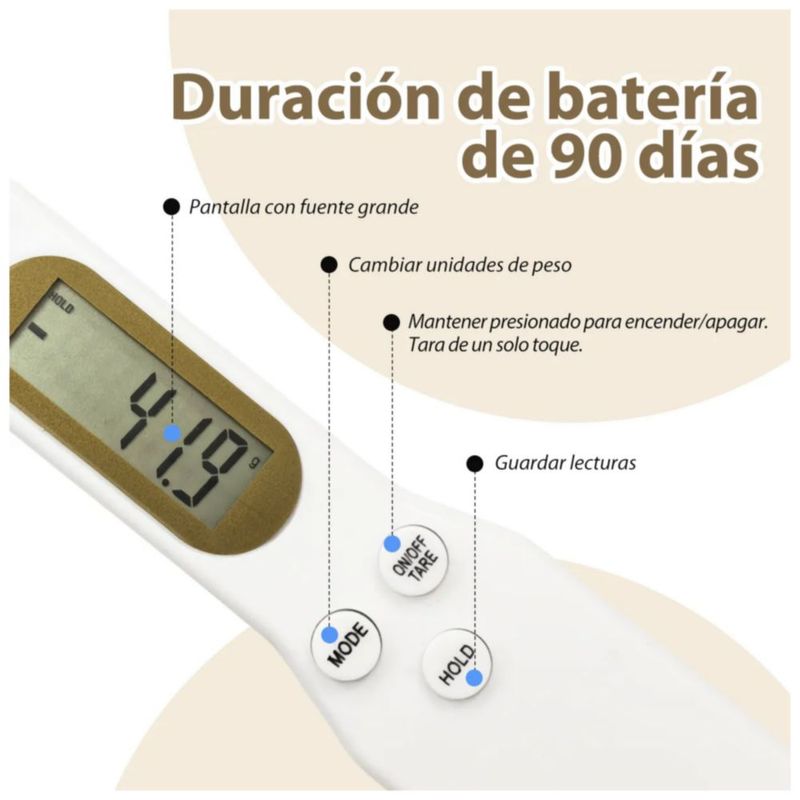 Balanza Cuchara Digital Medidora Precisión 0.1 A 500g, Color Blanco