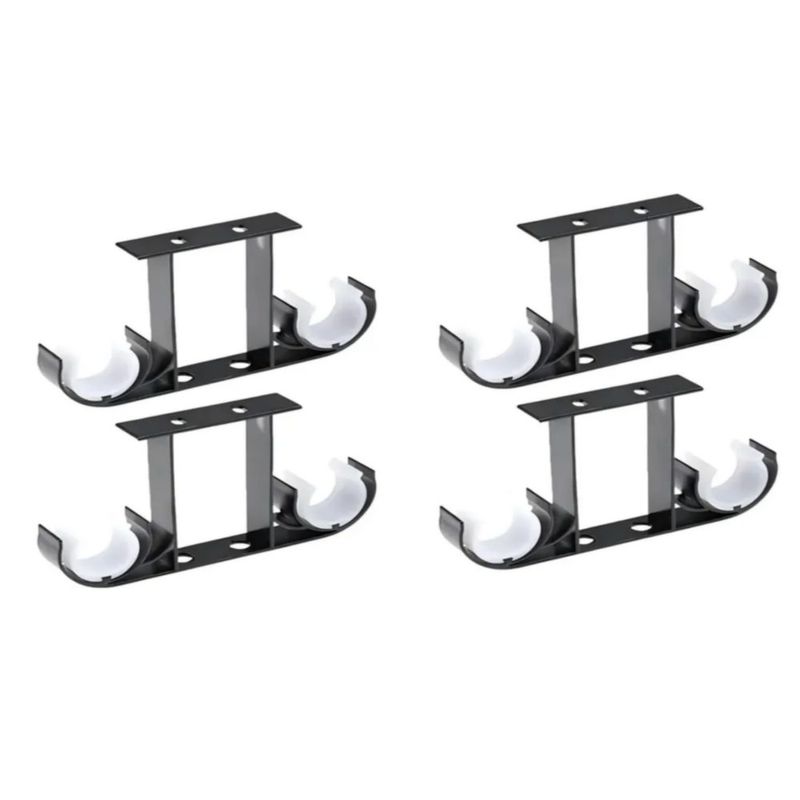 4pzs Soporte Set Tubos Cortinero Ajustable Gancho Para Techo, Color Negro