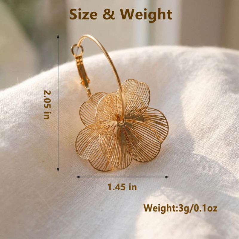 Pendientes Qitequan de Flor Dorada Colgantes Ligeros