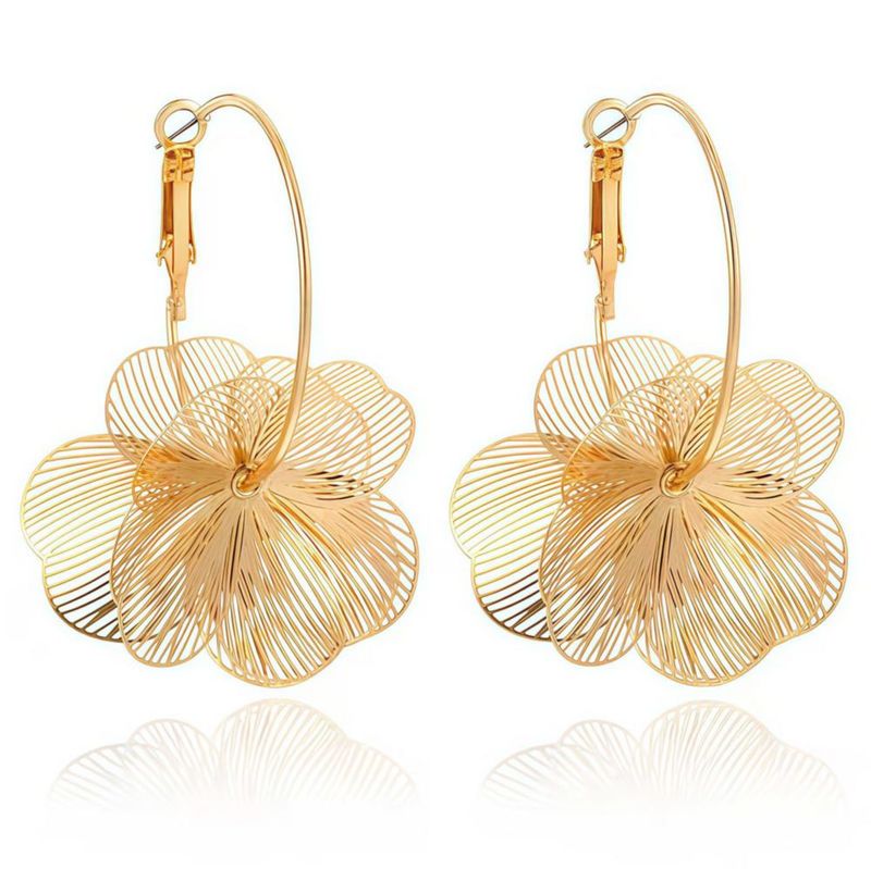 Pendientes Qitequan de Flor Dorada Colgantes Ligeros