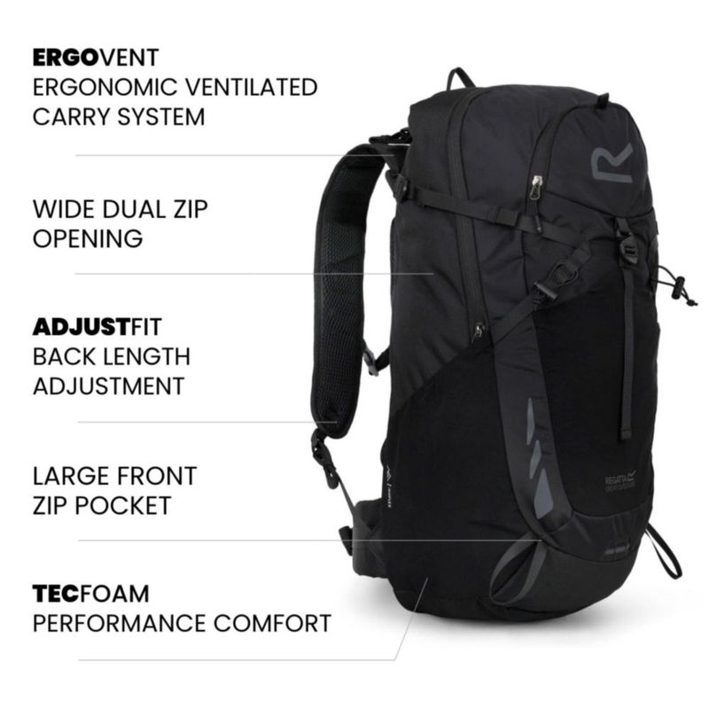 Mochila Regatta Blackfell 35L Reflectante Negra