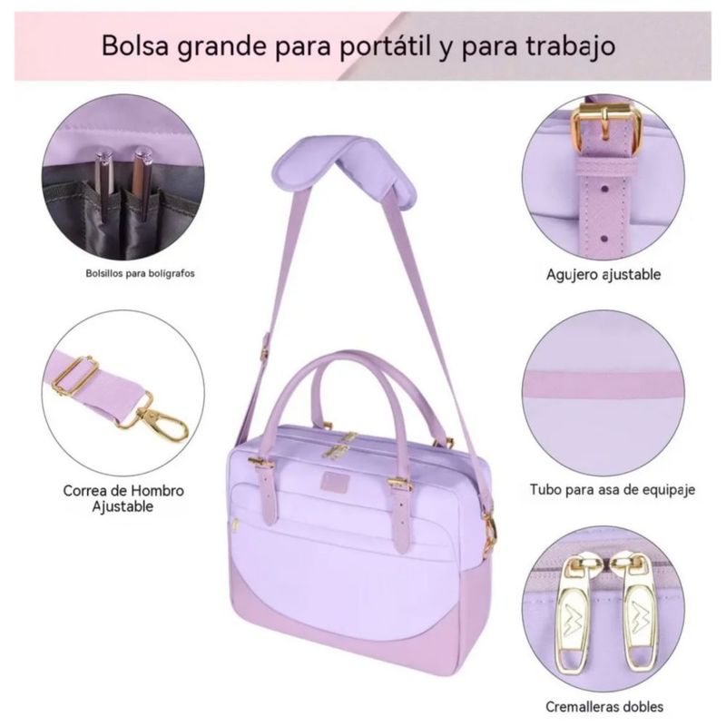 Maletín para Portátil Matein de 15.6", Color Violeta