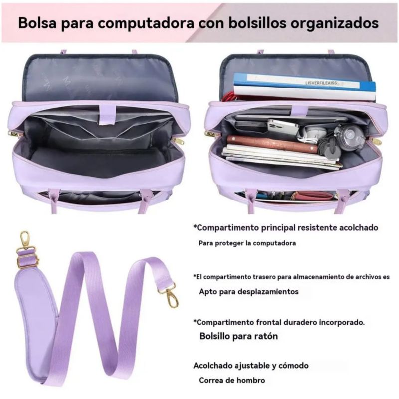 Maletín para Portátil Matein de 15.6", Color Violeta