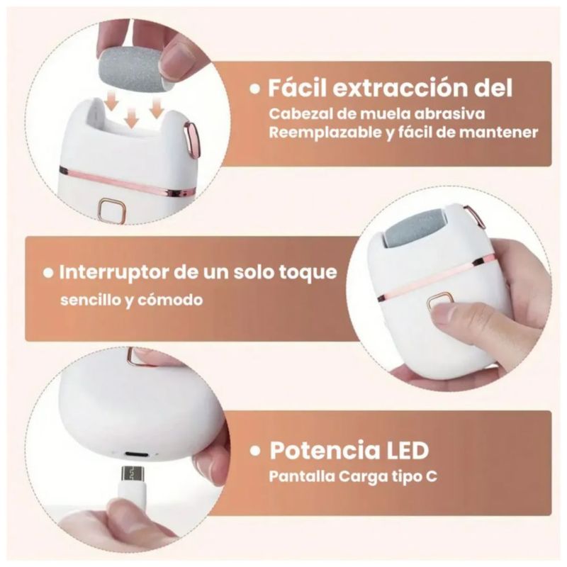 Removedor De Callos Recargable Pedicura Exfoliante Lima Pies, Color Blanco