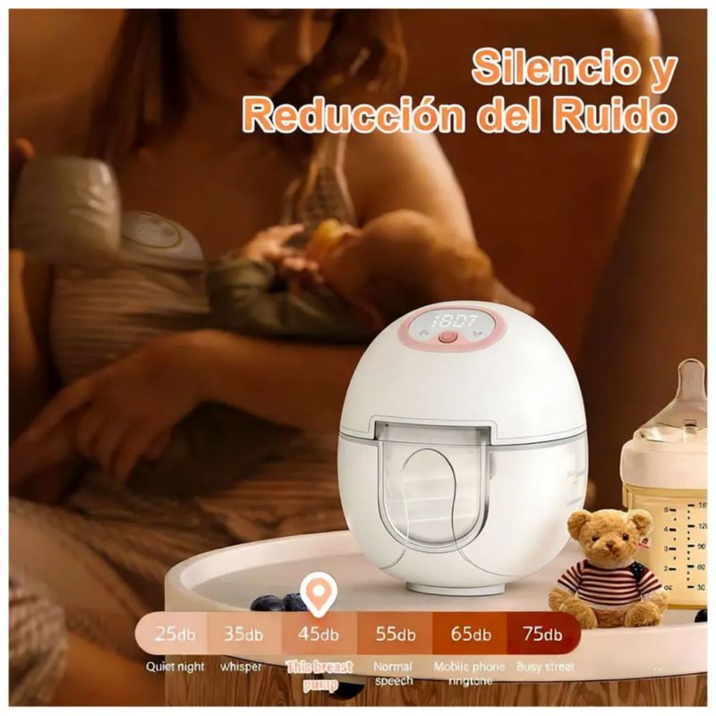 Sacaleches Eléctrico Manos Libres Portátil, 4 Modos 12 Niveles, Color Blanco/Rosa