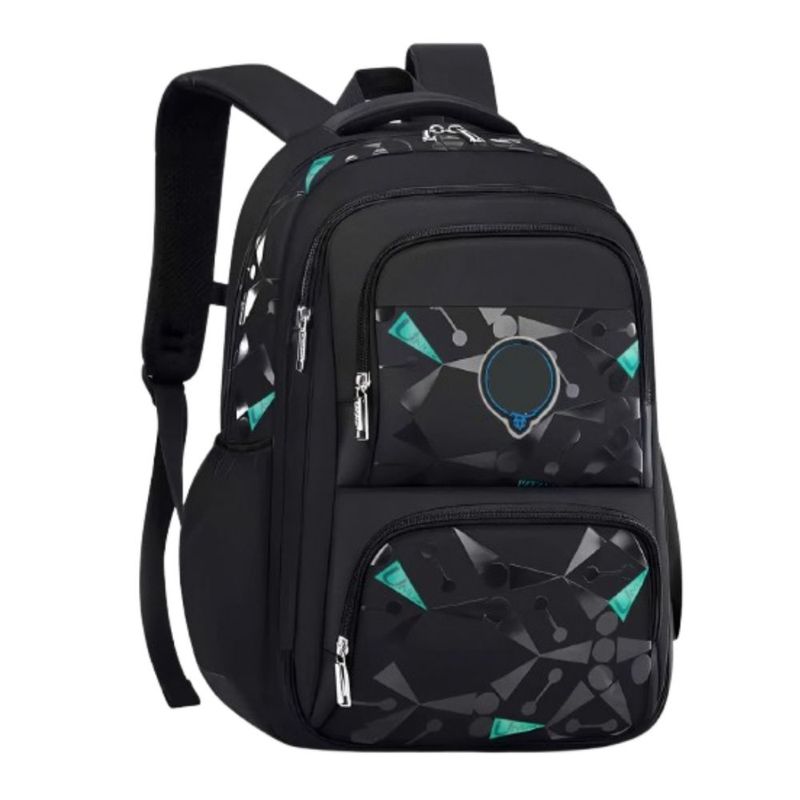 Mochila Escolar Impermeable Negra 30L Con Bolsillo Para Botella, Color Negro