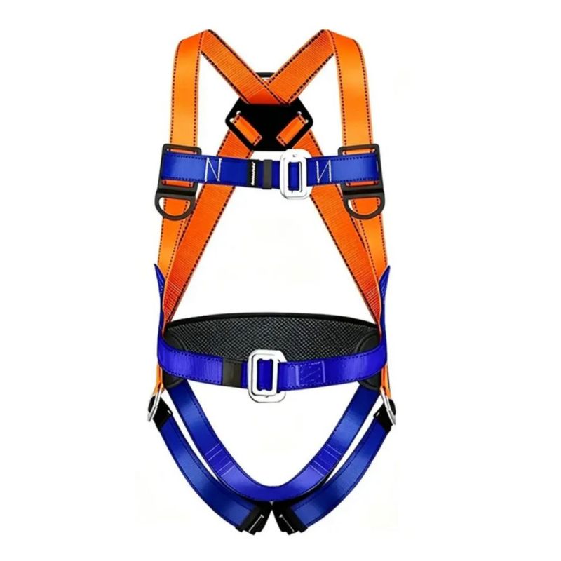 Kit Arnés Seguridad Todo El Cuerpo Amortiguador Con Gancho, Color Naranja y Azul