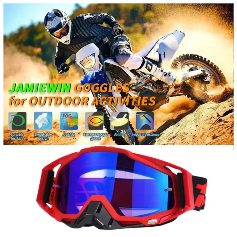 Googles Motocross De Tácticas Ajustables Para Sport Gafas, Color Rojo azul