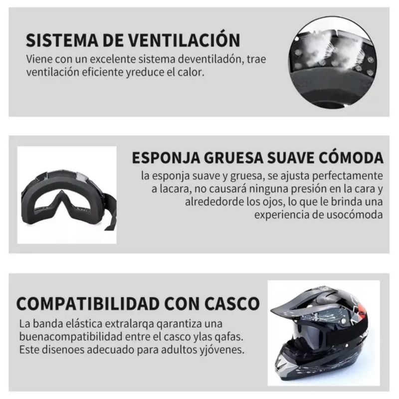 Googles Motocross De Tácticas Ajustables Para Sport Gafas, Color Rojo azul