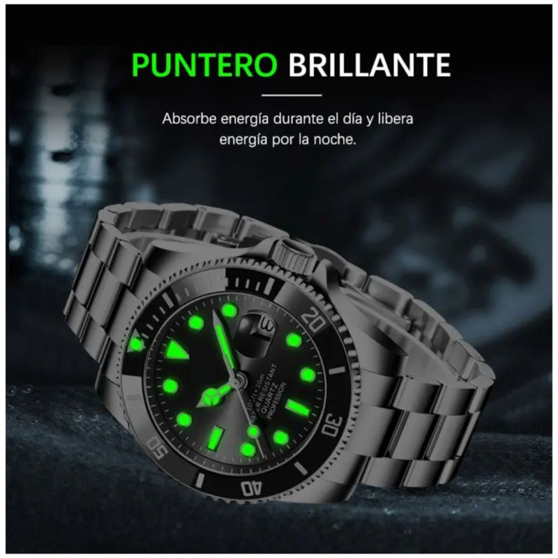 Reloj Impermeable Para Hombre, Diseño De Fantasma, Color Plata/Negro
