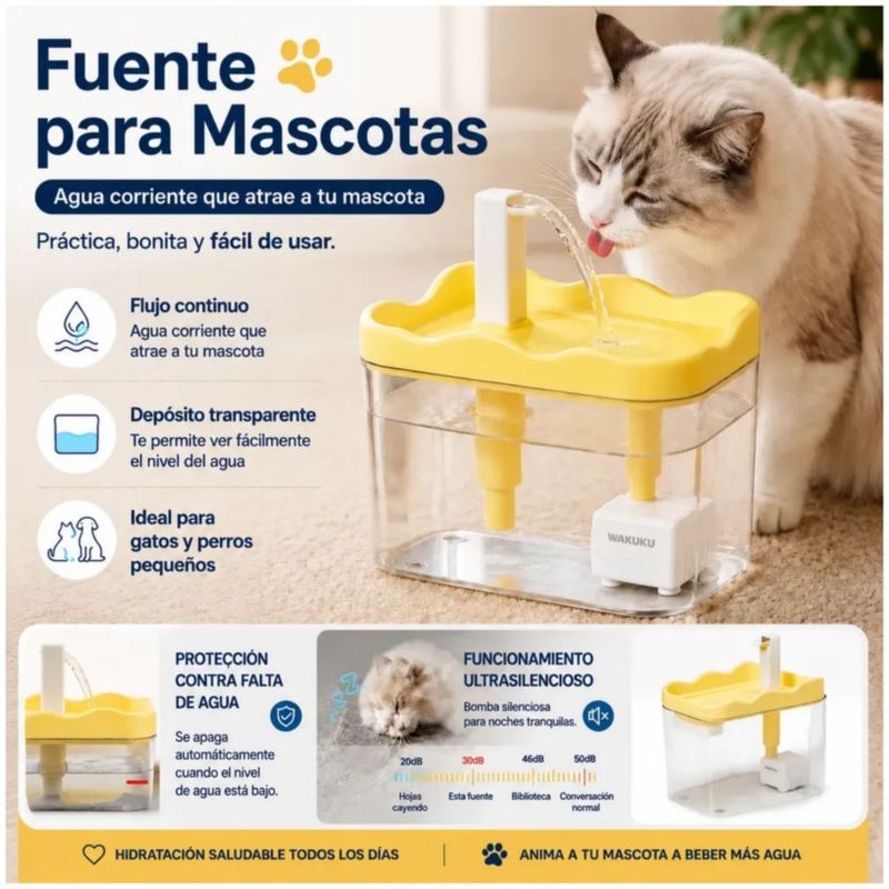 Fuente/bebedero Paragato Y Perro 1.5l/50oz+10 Filtro Esponja, Color Blanco