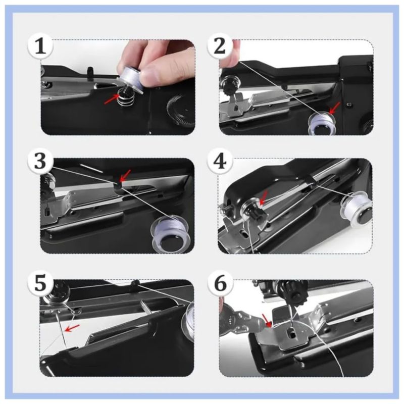 Kit De Máquina De Coser Eléctrica Doméstica Pequeña Portátil, Color Negro