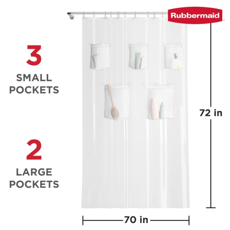 Forro de ducha Rubbermaid 178 × 183 cm 5 bolsillos transparente