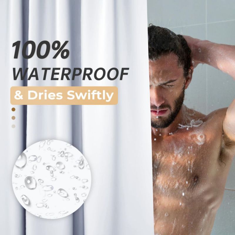 Cortina de ducha AmazerBath 91x183 cm blanca PEVA de alta resistencia