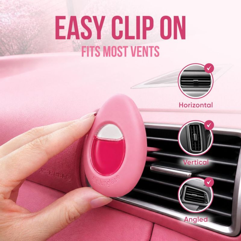 Ambientador para Auto Air Jungles Pink - Pack de 6 Clips de Ventilación con Fragancia Durazno