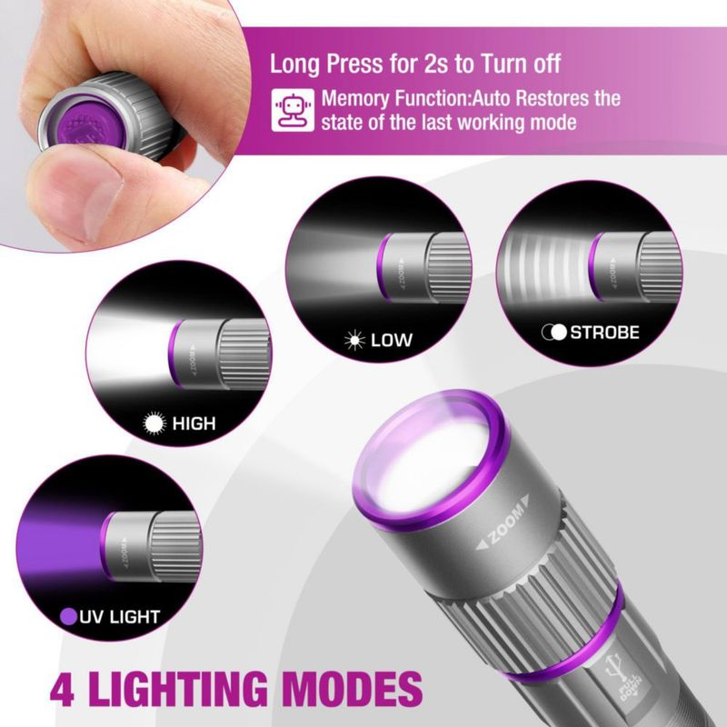 Lápiz recargable EverBrite Flashlight con luz UV y blanca