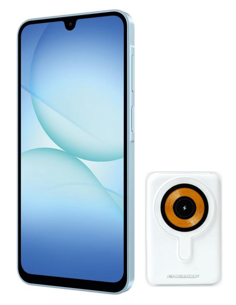 SAMSUNG A17 128GB SUPER AMOLED PLUS 6.7 PULGADAS COLOR AZUL + BATERIA PORTATIL MAGSAFE CYBERSHOP 10,000 MAH 22.5W