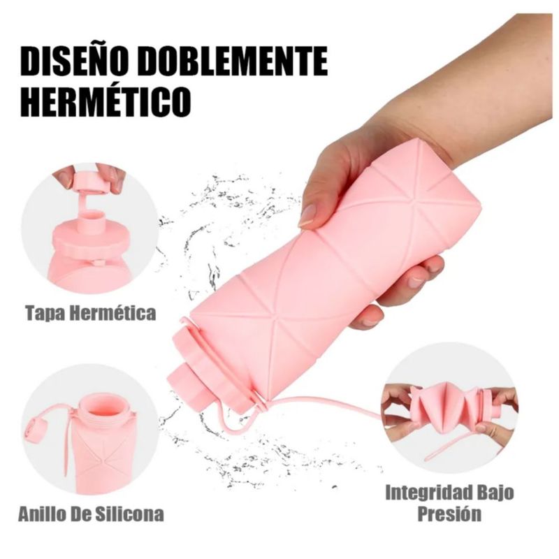 2pzs Termo Para Agua de 600 Ml, Silicona Plegable, Portátil, Color Gris y Verde
