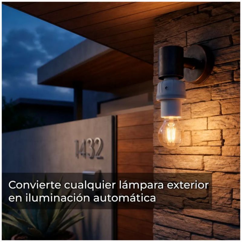 Socket Fotocelda Encendido Automático Blanco Pack 2 Base E26, Color Blanco
