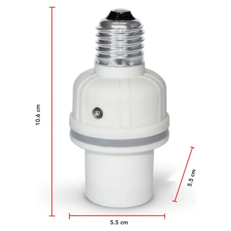 Socket Fotocelda Encendido Automático Blanco Pack 2 Base E26, Color Blanco
