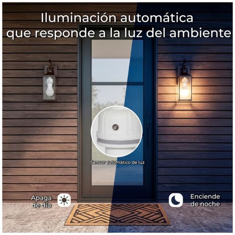 Socket Fotocelda Encendido Automático Blanco Pack 2 Base E26, Color Blanco