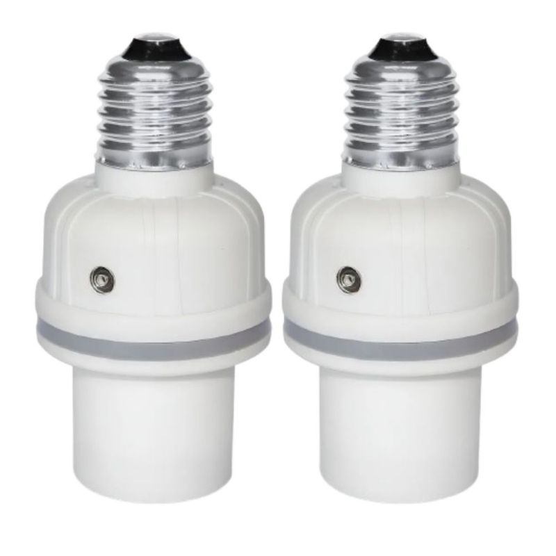 Socket Fotocelda Encendido Automático Blanco Pack 2 Base E26, Color Blanco