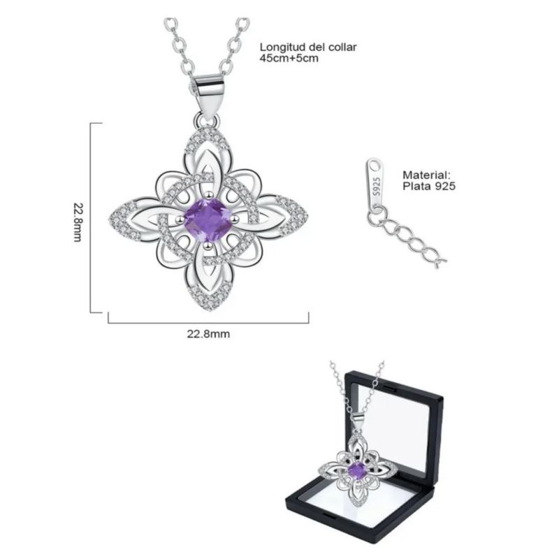 Cadena De Plata 925 Con Dije De Nudo De Bruja Para Mujer Púrpura