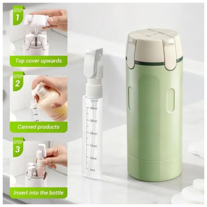 Botellas Con Bomba De Viaje 4 En 1, Envases Cosméticos, Color Verde
