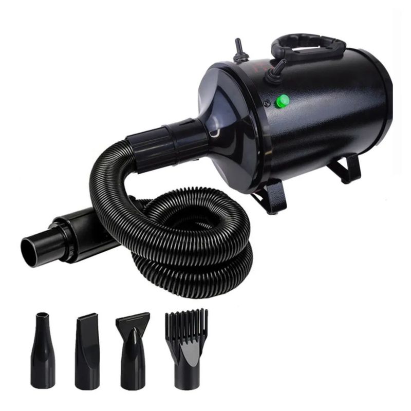 Secadora Para Perros Mascotas 2800W, Profesional Con 4 Boquillas, Color Negro