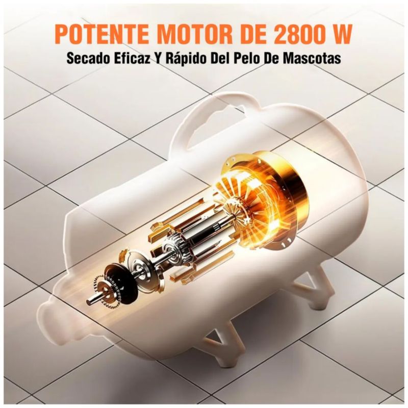 Secadora Para Perros Mascotas 2800W, Profesional Con 4 Boquillas, Color Negro