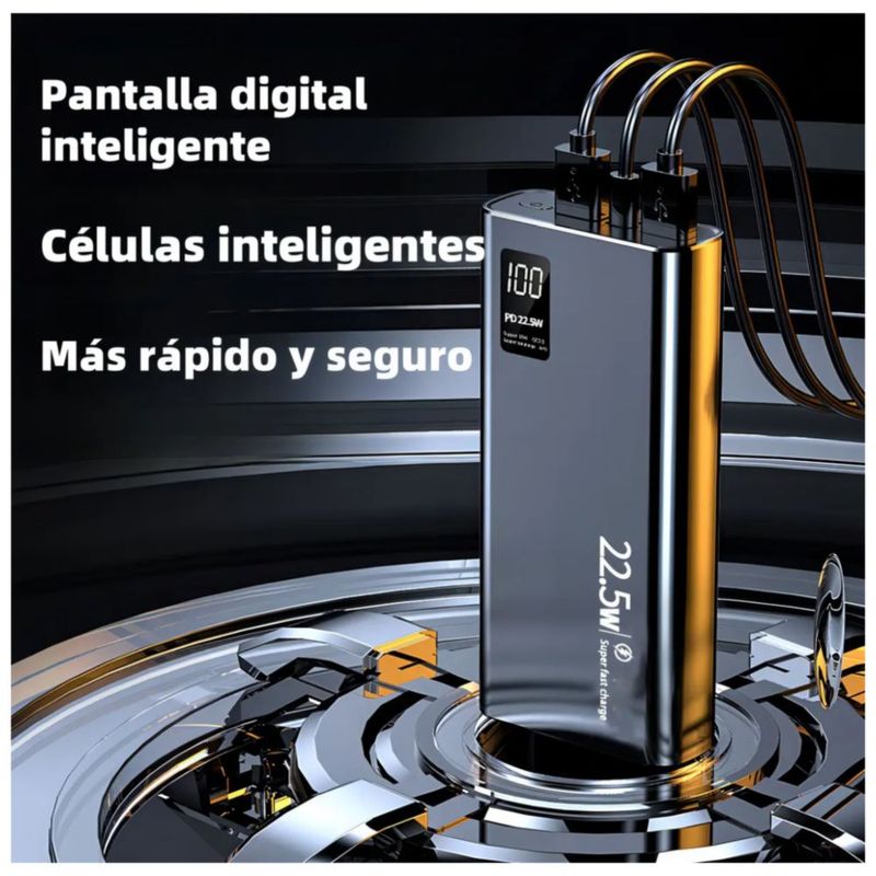 Power Bank 30000mah Batería Portátil PD22.5w, Color Negro