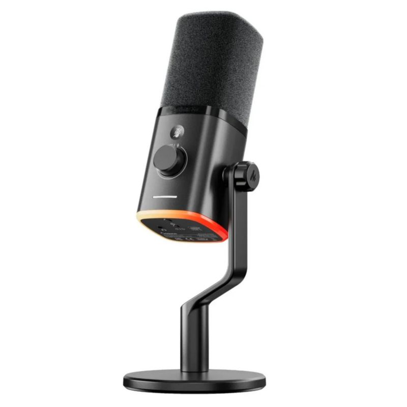 Micrófono Dinámico Con Reducción De Ruido, Botón De Silencio, Color Negro con Naranja
