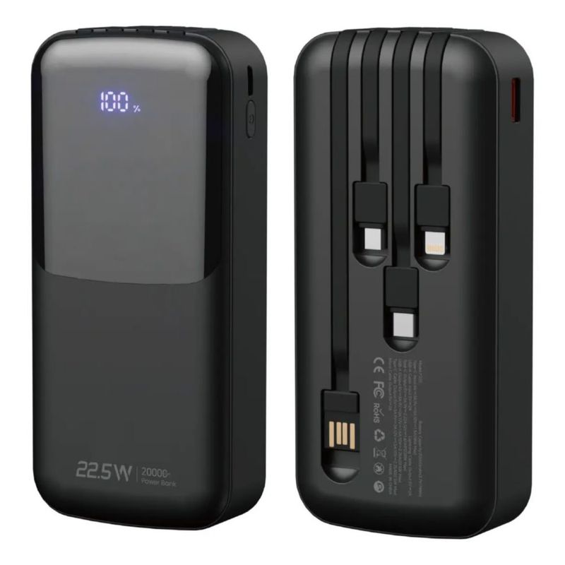 Cargador Power Bank, Batería Portátil de Carga Rápida, 20000mah Color Negro