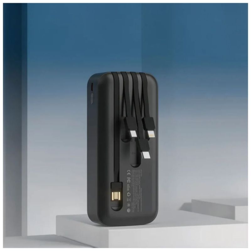 Cargador Power Bank, Batería Portátil de Carga Rápida, 20000mah Color Negro