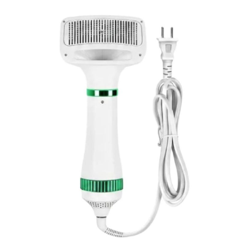 Secadora De Pelo Mascotas Perros Y Gatos Con Peine 3 Ajustes, Color Blanco/Verde